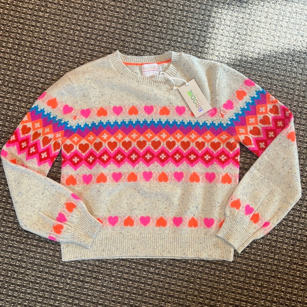 Brodie Cashmere Rainbow Fairisle Jumper 100% cashmere